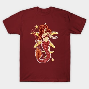 Retro Pin-Up Red Mermaid T-Shirt